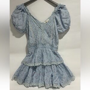 Love Shack Fancy Carlo Tiered Flora Dress in Bella Blue